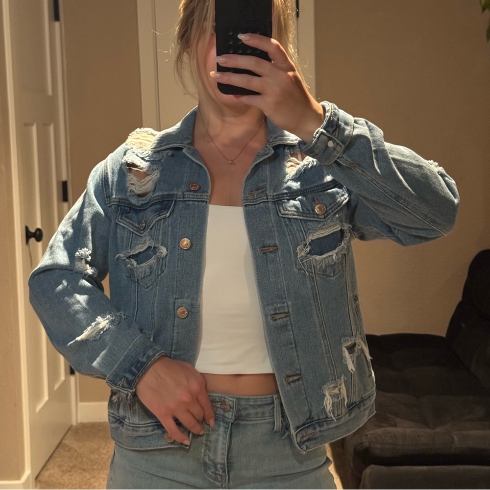 Forever 21 Distressed Denim Jacket